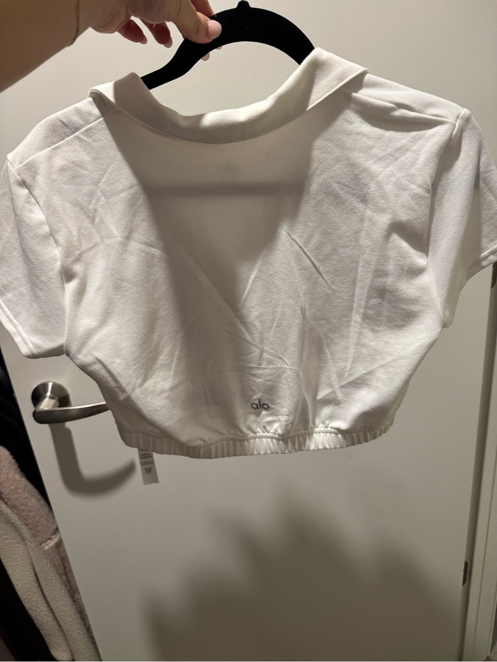 ALO Yoga White Cropped Polo Top - Picture 3 of 3
